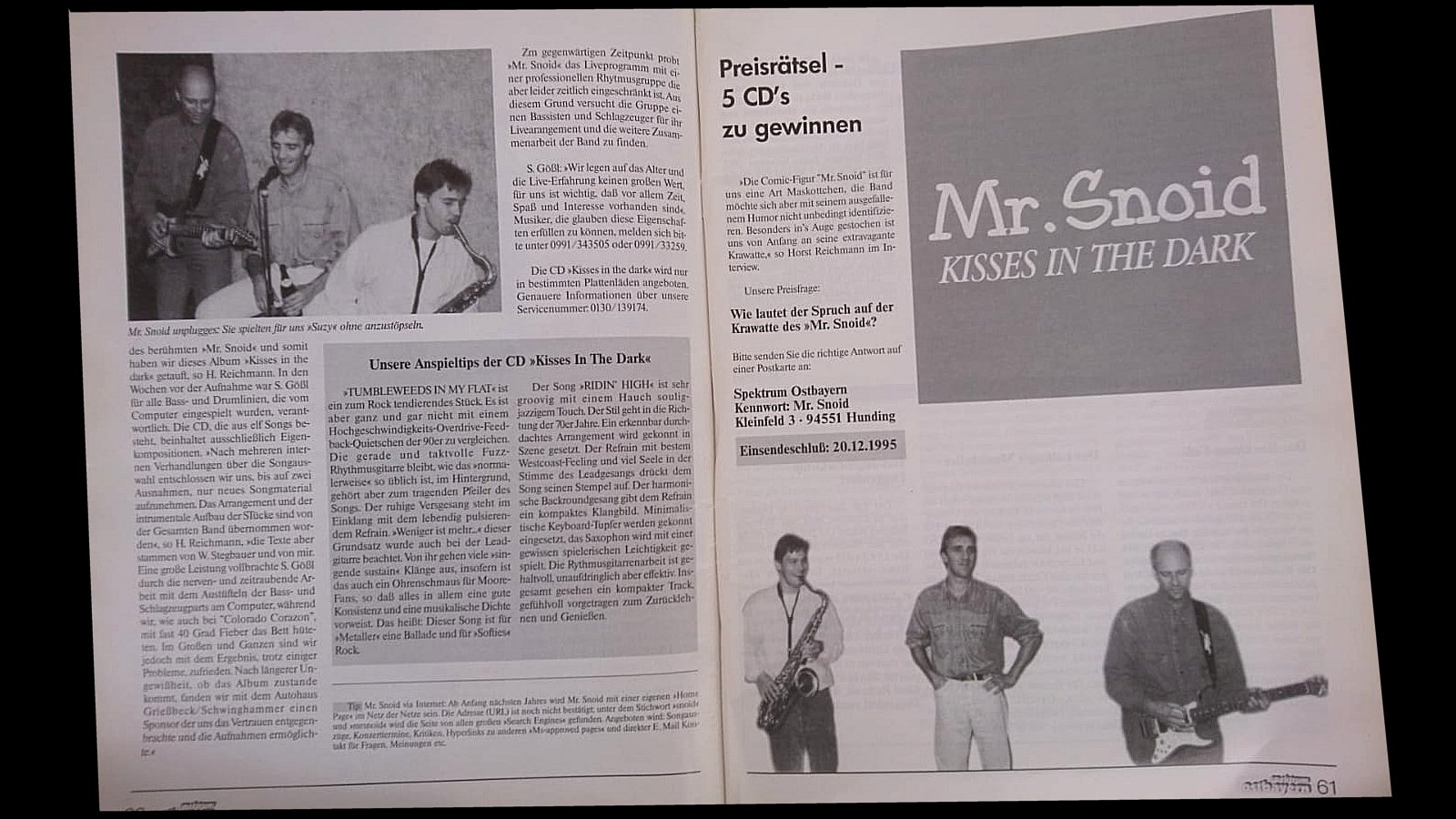 1995 CD Besprechung Spectrum Ostbayern Gewinnspiel